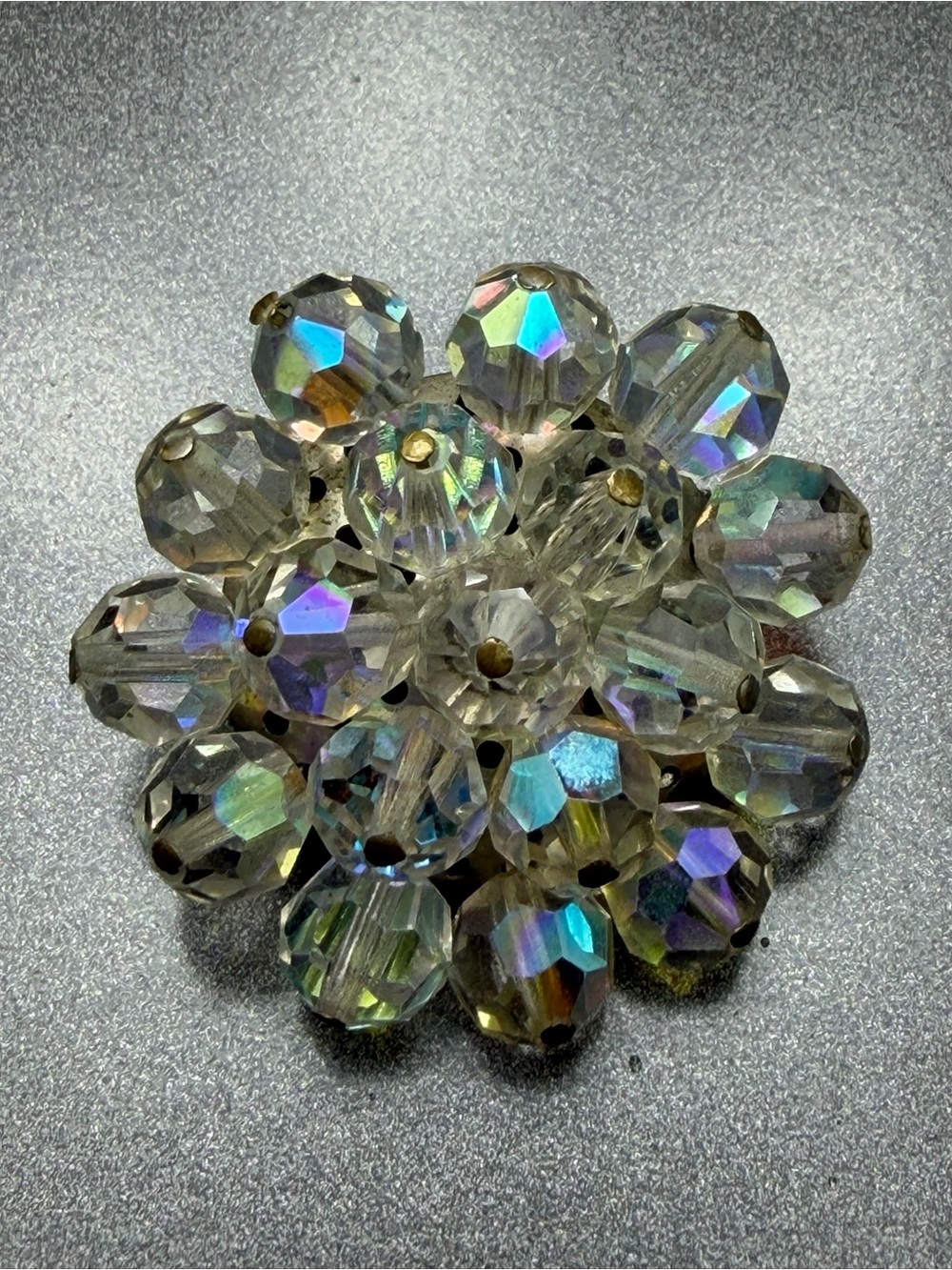 Vintage Austrian Cluster brooch #cz573